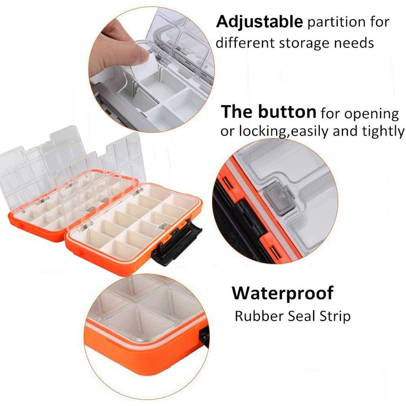 Goture Waterproof//2-sided//Fishing-Lure-Boxes-Bait,Small-Case, Mini-Box Storage Containers Large/Orange - BeesActive Australia