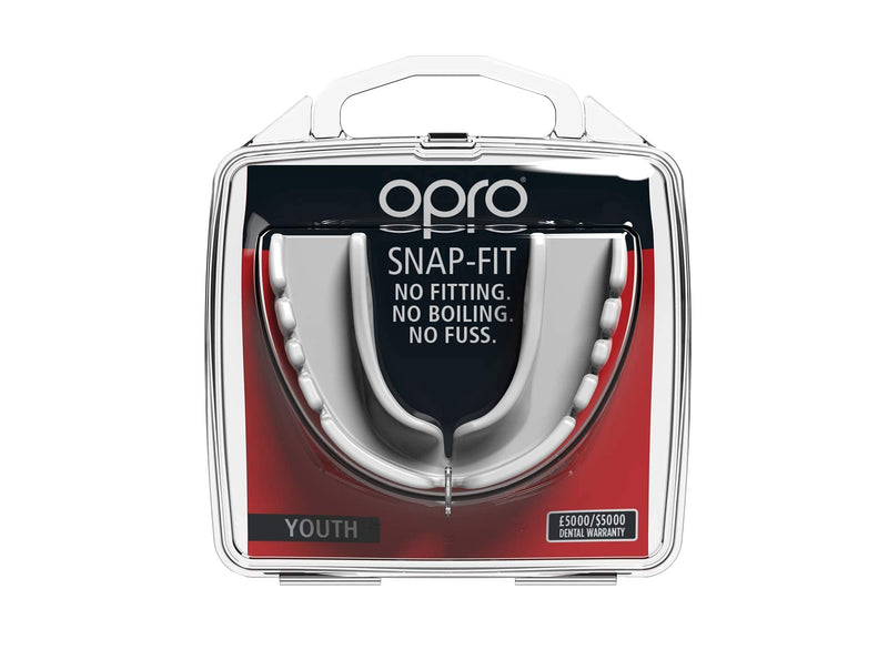 OPRO Snap-Fit Instant Adult and Kids Sports Mouthguard, Youth Mouthpiece for Football, MMA, Lacrosse, Rugby and Other Contact Sports - No Boiling or Fitting Required, Kids, White - BeesActive Australia