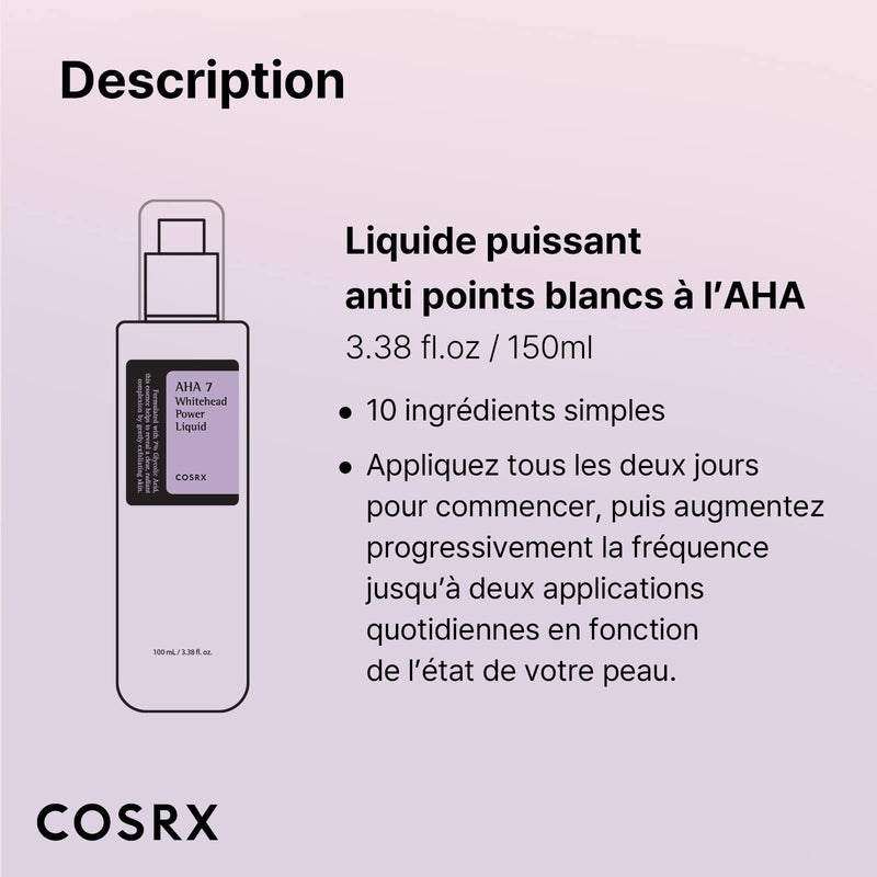 COSRX AHA 7 Whitehead Power Liquid 3.38 fl.oz / 100ml | Glycolic acid 7% Dark Spot Remover | Korean Skin Care, Animal Testing Free, Paraben Free - BeesActive Australia