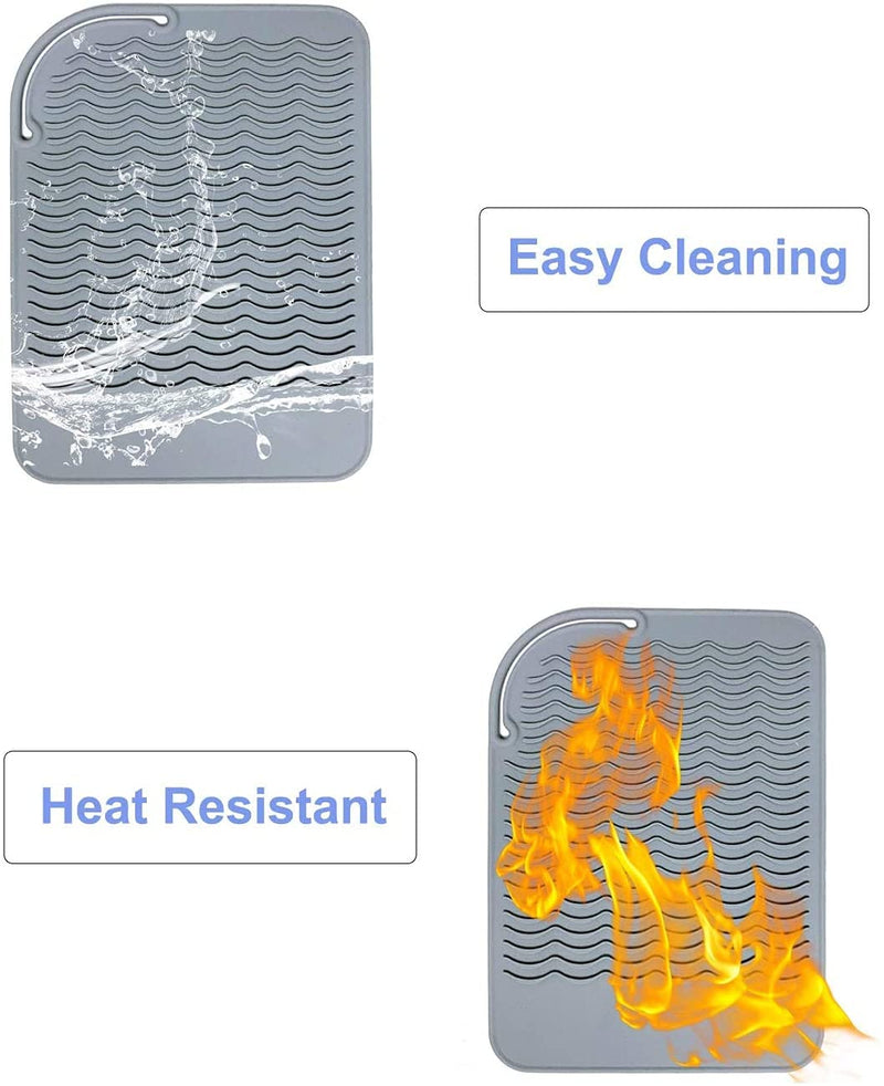 Heat Resistant Mat for Hair Straighteners, Silicone Curling Wands Mat Portable Travel Anti-Scald Mat for Flat Iron Hot Hair Salon Tools(Gray) 1-gray - BeesActive Australia
