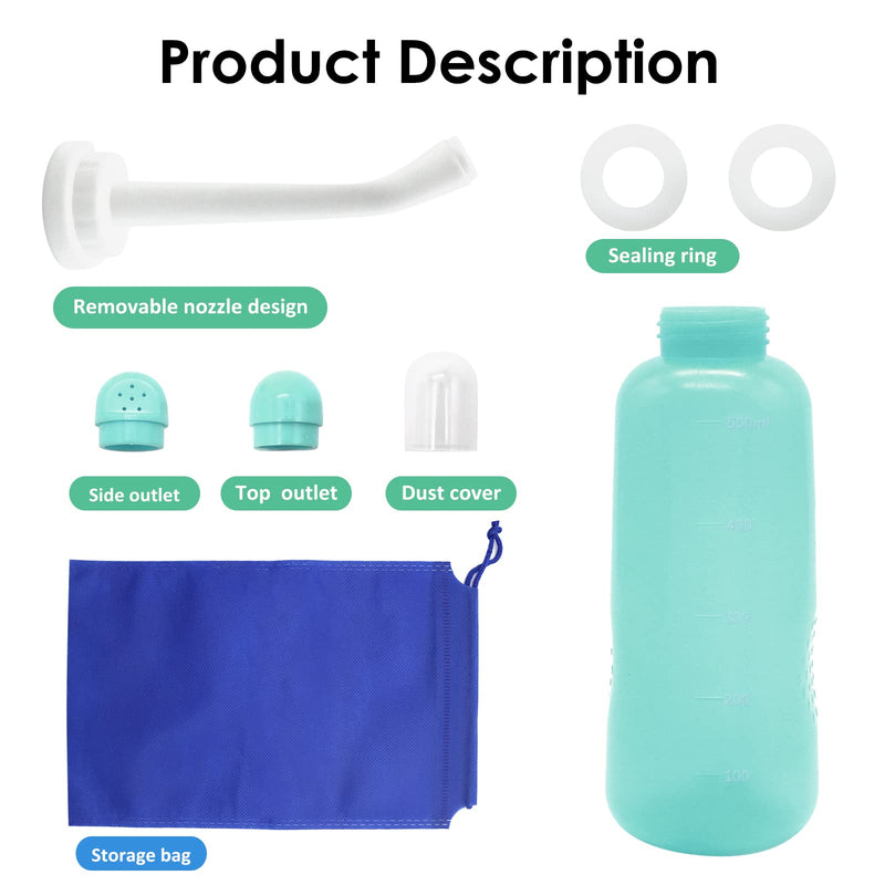 RUFCRIL Portable Travel Bidet with Carry Bag, TPE Material for High Temperature Resistance, 500ml Capacity with 2 Sealing Rings, Essentials for Postpartum Perineal Care,Hemorrhoid Treatment(Green) Green - BeesActive Australia