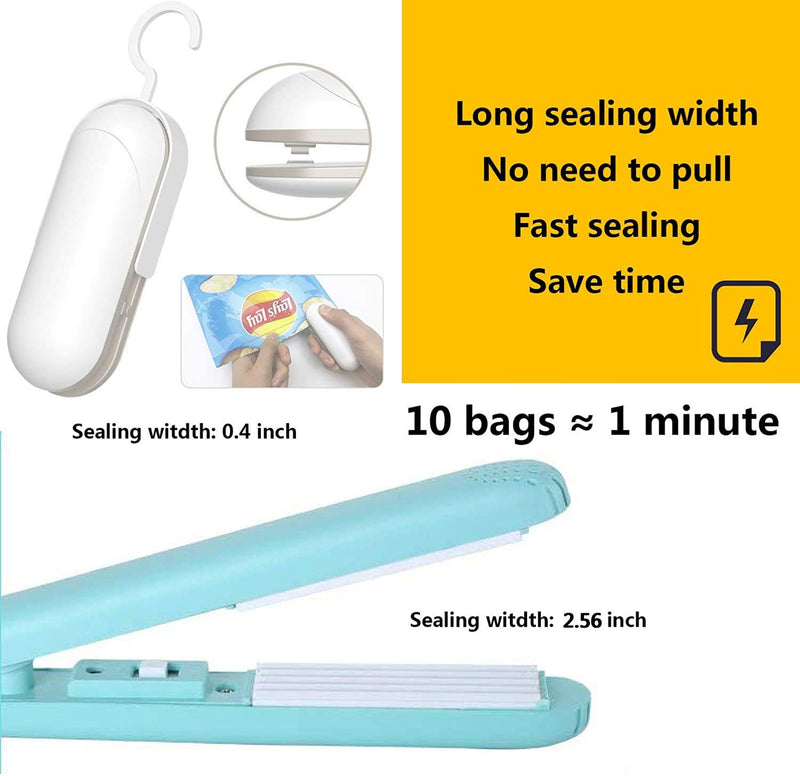 [AUSTRALIA] - Mini Bag Sealer Heat Seal, Handheld Food Sealer Bag Resealer for Food Storage, Portable Smart Heat Sealer Machine with 45” Power Cable for Nail Polish Strip Bags, Chip Bags, Plastic Bags, Snack Bags -Blue Blue 