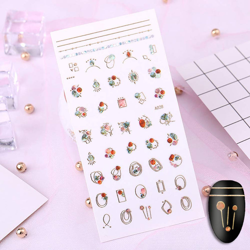 WOKOTO 6 Sheets Adhesive Nail Rhinestone Stickers Set Flower Diamond Design Nail Art Decals 3D Manicure Jewelry Decoration KIT1 - BeesActive Australia