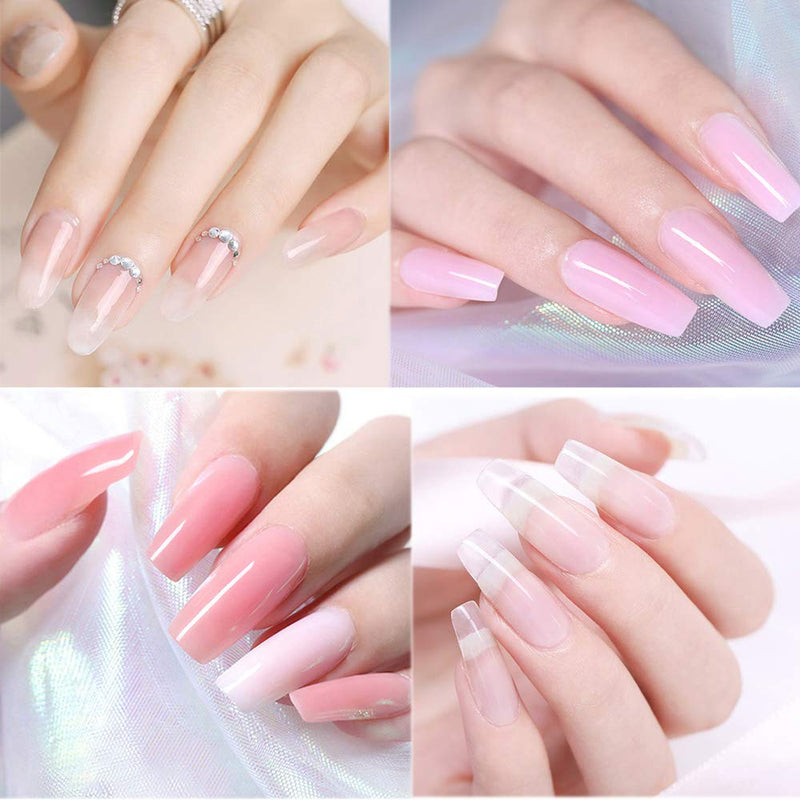 Poly Gel Nail Kit 15ml 2 Colors Nail Extension Gel With 60ml Slip Solution 100pcs Nail Tips Nail Brush Nail file Builder Gel - BeesActive Australia