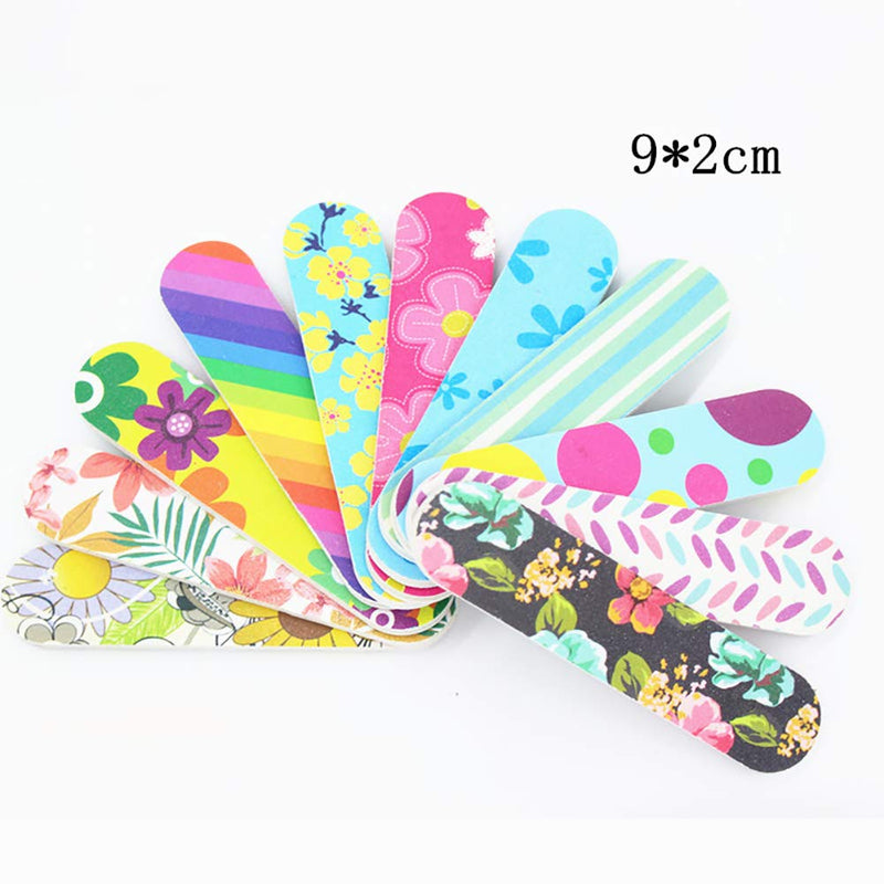 GSHLLO 100 Pcs Mini Floral Nail Files Buffers Emery Boards Nail Buffering Files Manicure Pedicure Tool - BeesActive Australia