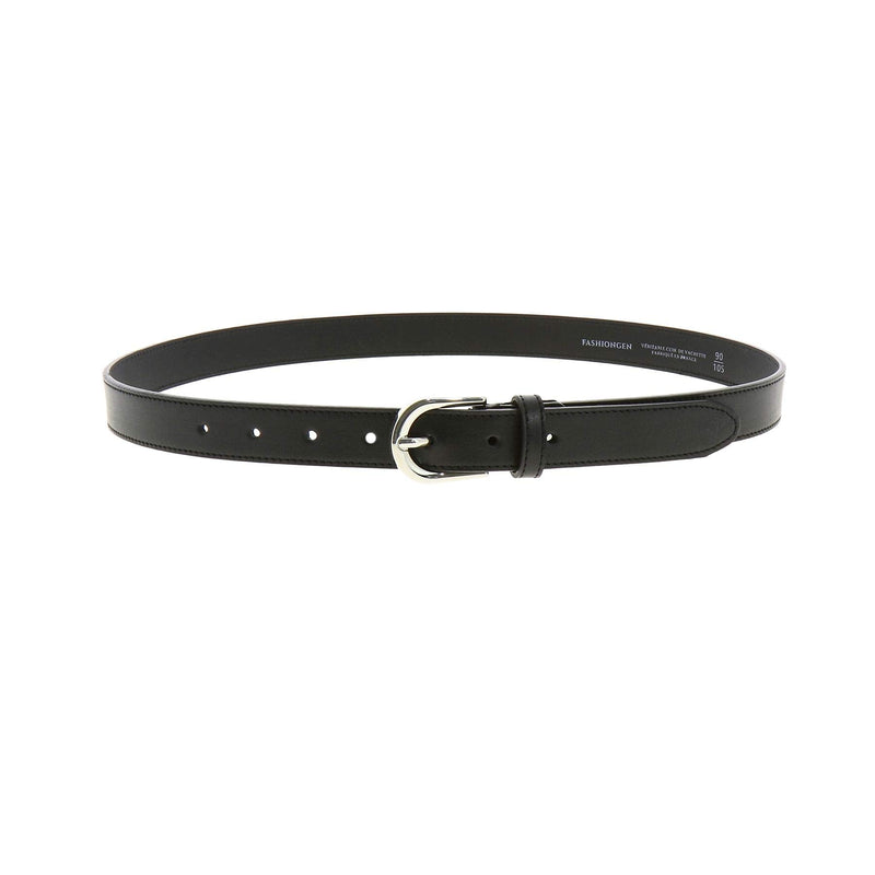 FASHIONGEN - Women genuine Italian leather belt LUNA, Made in France Black 90 cm (35 in) / Waist size 33 to 34 - BeesActive Australia