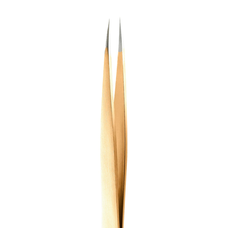 Rubis Stainless Steel Pointed Tweezers for Precise Eyebrows and Hair Removal, 1K003, Made in Switzerland, Gold - BeesActive Australia