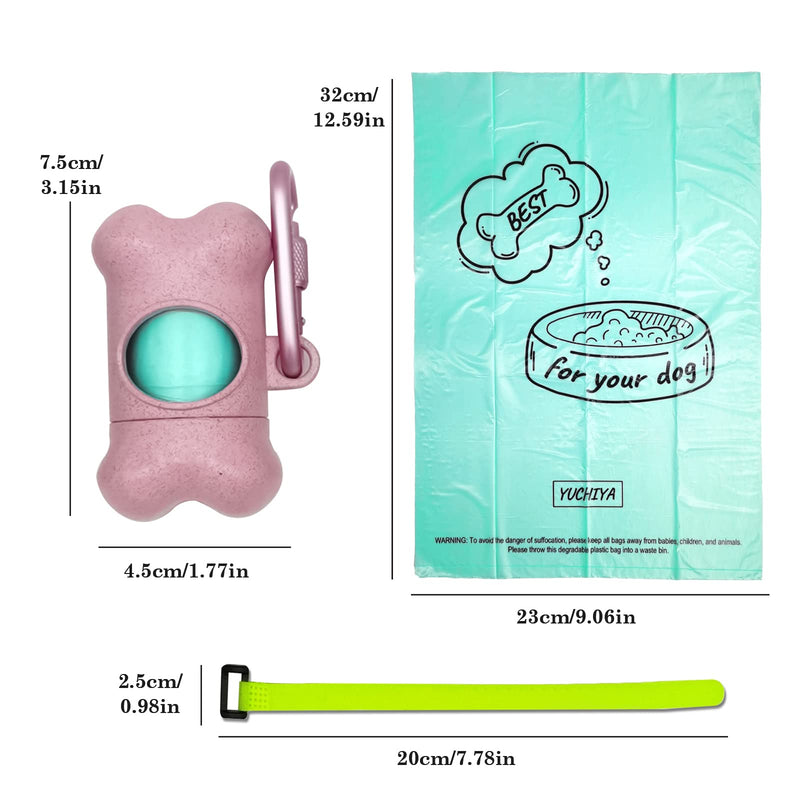 Dog Poop Pickup Bags Holder Dispenser with 1 Roll Random Color Leak-proof Scented Doggy Waste Bags and Carabiner with Safety Lock Plus Hook and Loop Fastener Never Loose on Leash Lead Again (Pink) Pink 1 Count (Pack of 1) - BeesActive Australia
