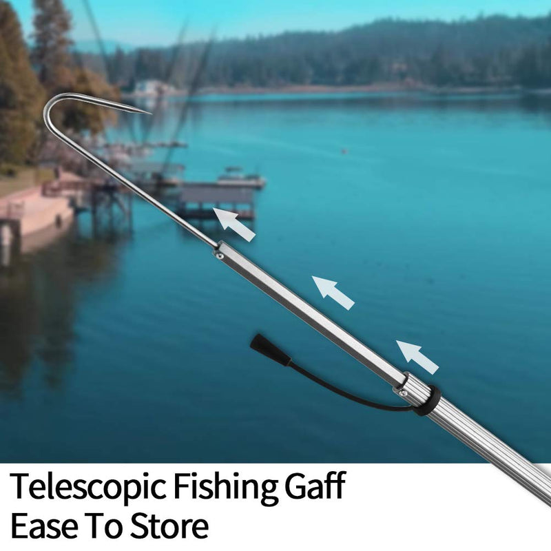 SAN LIKE Telescopic Fishing Gaff,Aluminum/Fiberglass Pole with Nonslip Handle,Stainless Steel Hook with M8 Screw, Fish Gaff can Float When Extending - Good for Freshwater and Saltwater Fishing Aluminium Alloy-11.4-24inch(Float) - BeesActive Australia