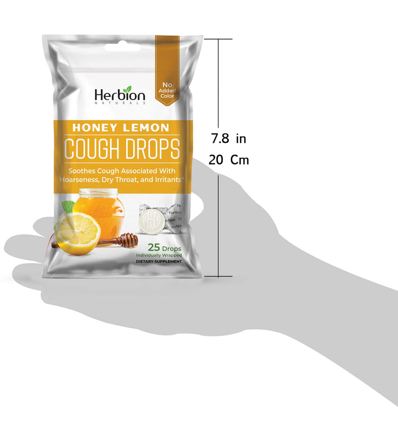 Herbion Naturals Cough Drops with Natural Honey Lemon Flavor, Dietary Supplement, for Adults and Children Over 6 Years, 25 Drops - BeesActive Australia