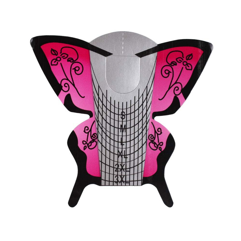 Beauty Leader 500pcs Nail Form Pink Butterfly Design Adhesive Nail Form for Acrylic/UV Gel Nail Tips Extension Manicure Nail Art Tool - BeesActive Australia