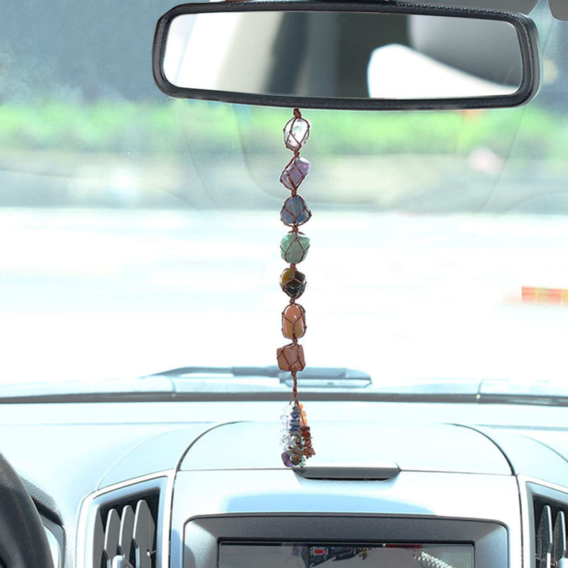 7 Chakras Healing Crystals, Natural Gemstones Spiritual Gifts for Women Polished Tumbled Stones Positive Energy Spiritual Meditation Hanging Ornament/Window Ornament/Feng Shui (Healing Crystals-01) Healing Crystals-01 - BeesActive Australia