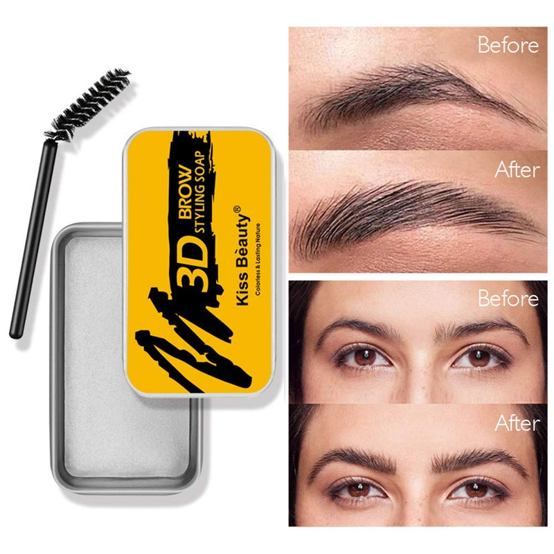 Soap Brows Kit,2Pcs/Set Eyebrow Freeze Styling Wax,Waterproof Long-lasting Eyebrows Enhancer Shaping Clear Tint Gel, Eye Brow Makeup Balm Pomade Cosmetics - BeesActive Australia