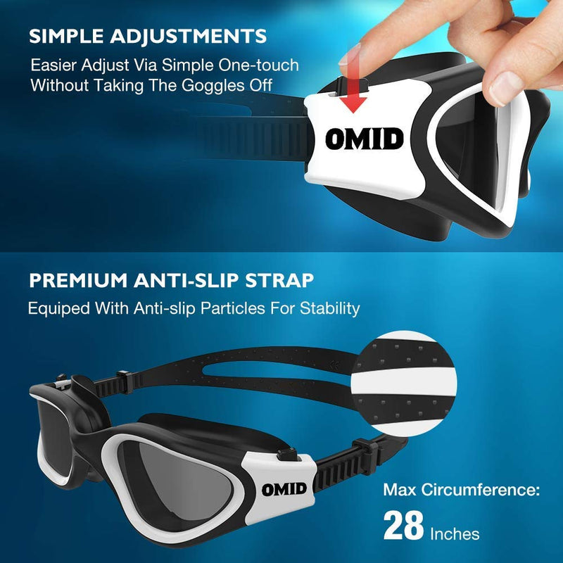 OMID Swim Goggles, Comfortable Polarized Swimming Goggles, Anti-Fog Leak Proof UV Protection Crystal Clear Vision Triathlon Swim Goggles with Protective Bag for Men Women Adult Youth Teens - BeesActive Australia