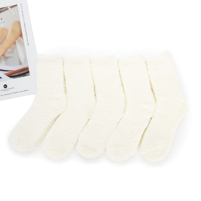 Zando Womens Fuzzy Socks Warm Slipper Socks Winter Fluffy Socks Cozy Fuzzy Socks Athletic Fleece Socks Cute Crew Socks One Size D 5/Pure White - BeesActive Australia