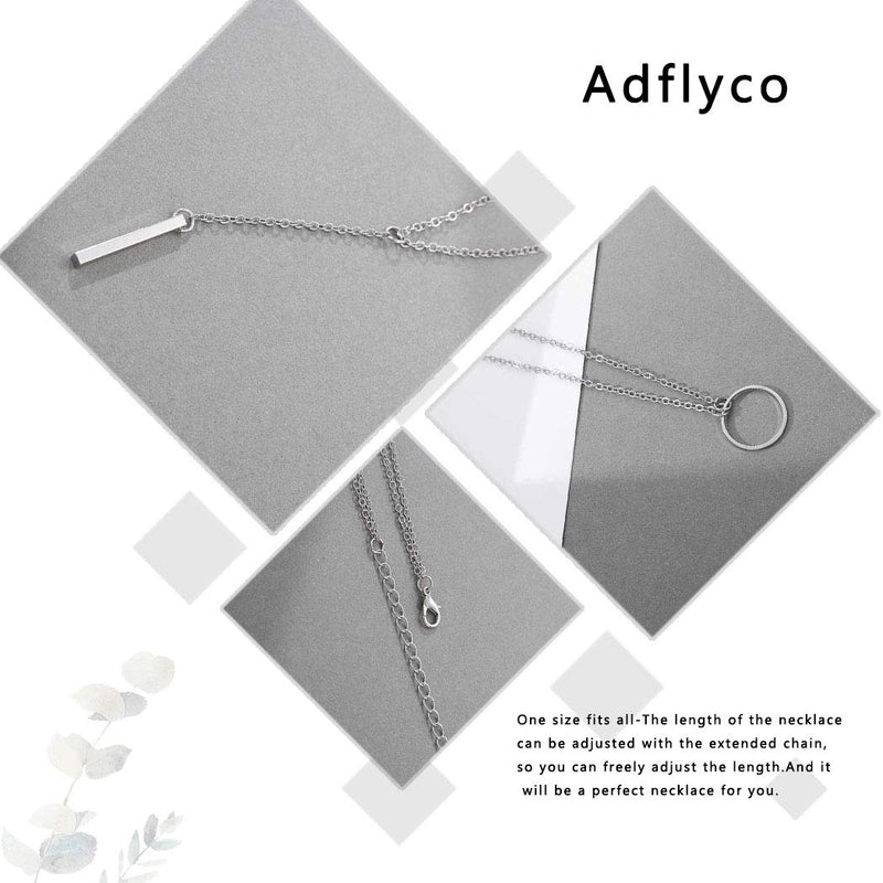Adflyco Boho Layered Necklace Circle Pendant Necklaces Chain Jewelry Adjustable for Women and Girls (Silver) Silver - BeesActive Australia