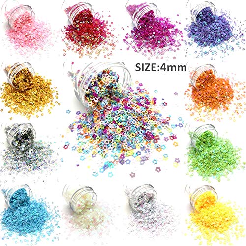 100g Glitter Hollow Star Confetti Sequins Flat PVC Slime Paillettes for Scrapbook Embellishment Cardmaking Jewelry Making Nail Polish Wedding Birthday Party Decorartions (Purple) Purple - BeesActive Australia