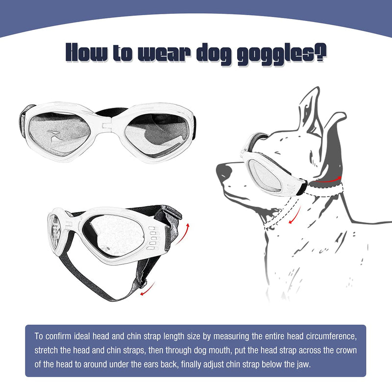 NAMSAN Dog Goggles Small-Medium Breed Anti-UV Glare Pet Sunglasses Medium Adjustable Windproof Anti-Fog Dog Eye Protective Black - BeesActive Australia