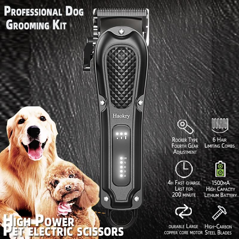 Dog Clippers for Grooming, Low Noise Rechargeable Dog Grooming Kits Cordless Pet Grooming Tool Professional Dog Hair Trimmer for Thick Heavy Coats Pet Clippers Electric Dog & Cat Grooming Kit - BeesActive Australia