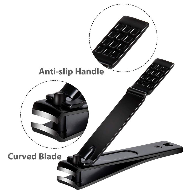 Nail Clippers Set, Sharp Stainless Steel Fingernail and Toenail clippers, Black Nail Cutter, Large and Small 2 Piece Set. (Large/Small) - BeesActive Australia