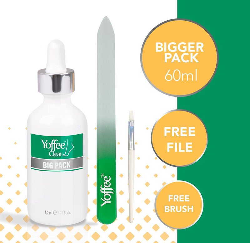 Yoffee Clear Nail Care Kit 2 x 60ml Bottle - Fungal Nail Treatment for Finger and Toe Nail - Antibacterial & Antiseptic - Antifungal with Organic Argan Oil, Tea Tree Oil–Improved Formula/Made in Spain - BeesActive Australia