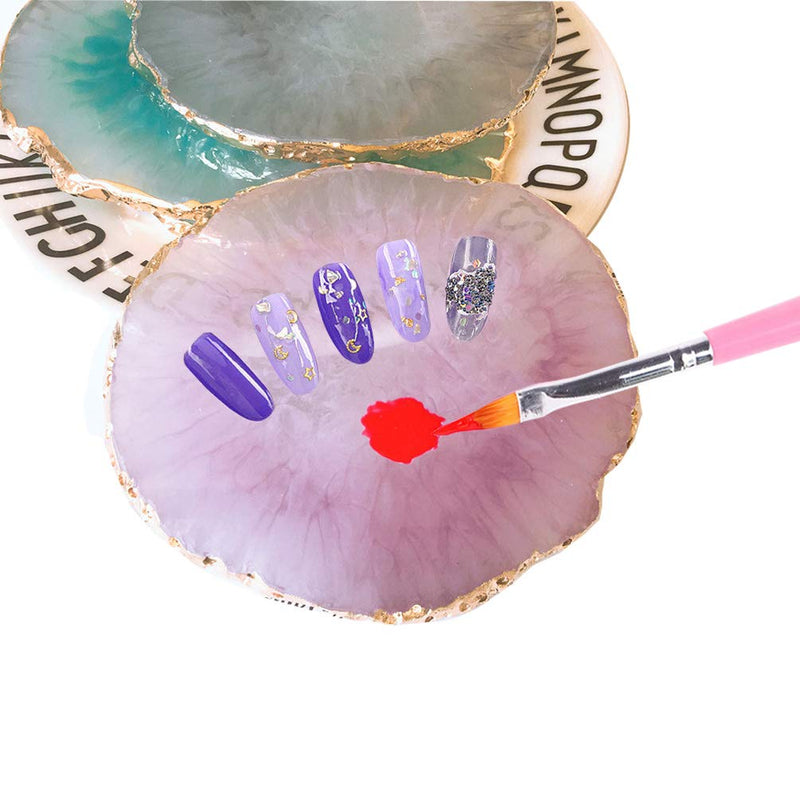 JASSINS Resin Nail Art Palette,Nail Art Painting Mixed Color Palette Gold Edge Nail Gel Color Makeup Display Board(Purple) 1# Purple - BeesActive Australia