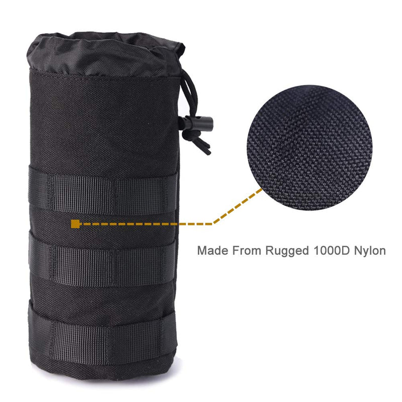 [AUSTRALIA] - Upgraded Sports Water Bottles Pouch Bag, Tactical Drawstring Molle Water Bottle Holder Tactical Pouches, Travel Mesh Water Bottle Bag Tactical Hydration Carrier Black-1Pack 