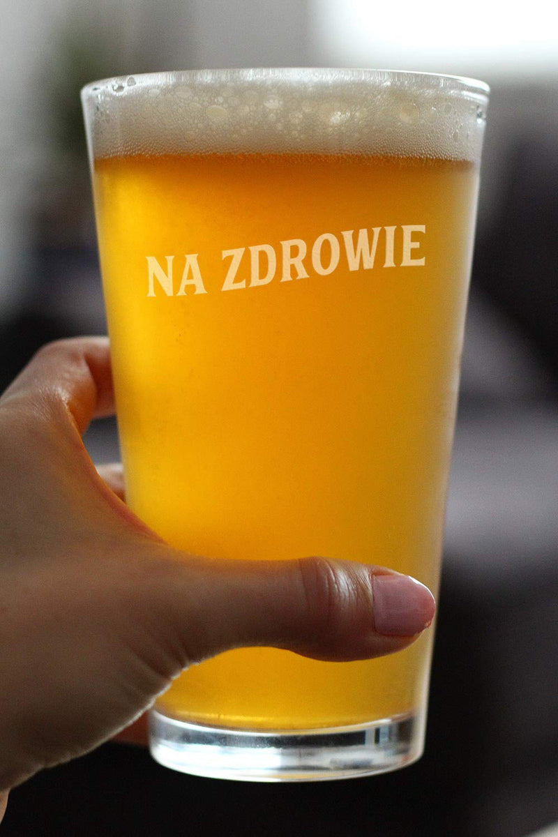 Na Zdrowie - Polish Cheers - Pint Glass for Beer - Cute Poland Themed Gifts or Party Decor for Women and Men - 16 Oz - BeesActive Australia