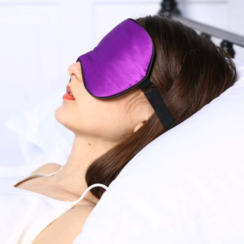 Axgo EM110P Soft Silk Mask & Blindfold with Adjustable Head Strap for Sleeping Night Eyeshade, Eye Cover for Travel, Shift Work & Meditation (Purple) - BeesActive Australia