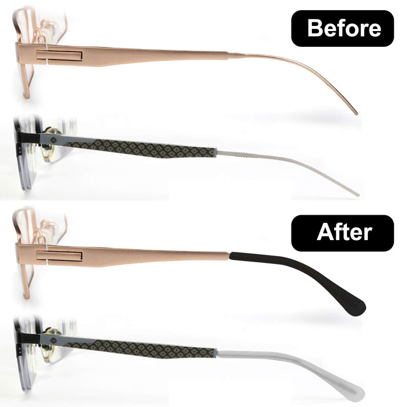 Eyeglass End Tips - 4 Pairs Silicone Anti-Slip Eyeglass Ear Hook Holder Grip Anti-Slip Ear Sock Pieces Tube, Eyeglasses Replacement Accessories for Metal Thin Sunglasses Eyeglass Legs - BeesActive Australia
