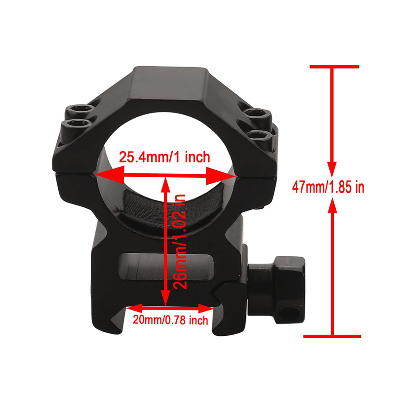 1 Inch Dovetail Scope Rings Mounts for 20mm Weaver Picatinny Rails (One has Stop pin) - BeesActive Australia