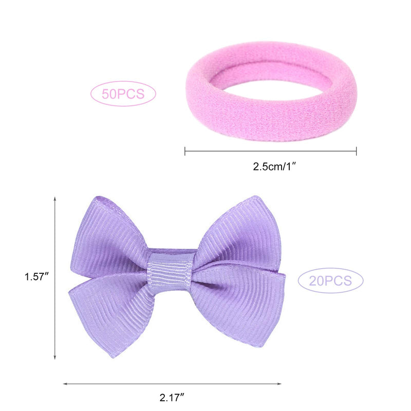 70Pcs Baby Girls Hair Bows Clips Hair Bobbies Set-20 Pcs Bow Hair Pins and 50 Pcs hair bands Hair Accessories for Baby Little Girls Kids Toddlers - BeesActive Australia