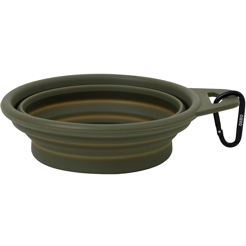 OHMO Large Collapsible Dog Bowl 30.4oz/900ml, Portable Travel Dog Bowl Water Food Silicone Bowl Premium Pet Feeding Bowl for Outdoor Camping Hiking with Hook Camouflage Green - BeesActive Australia