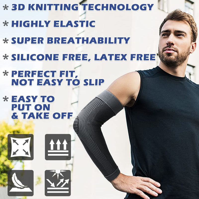 beister Compression Arm Sleeves Elbow Supports: Full Arm Supports Protection for Men & Women (Pair), Non-Slip Breathable Sports Arm & Elbow Braces for Arthritis, Lymphedema, Bursitis, Workout Black Medium - BeesActive Australia