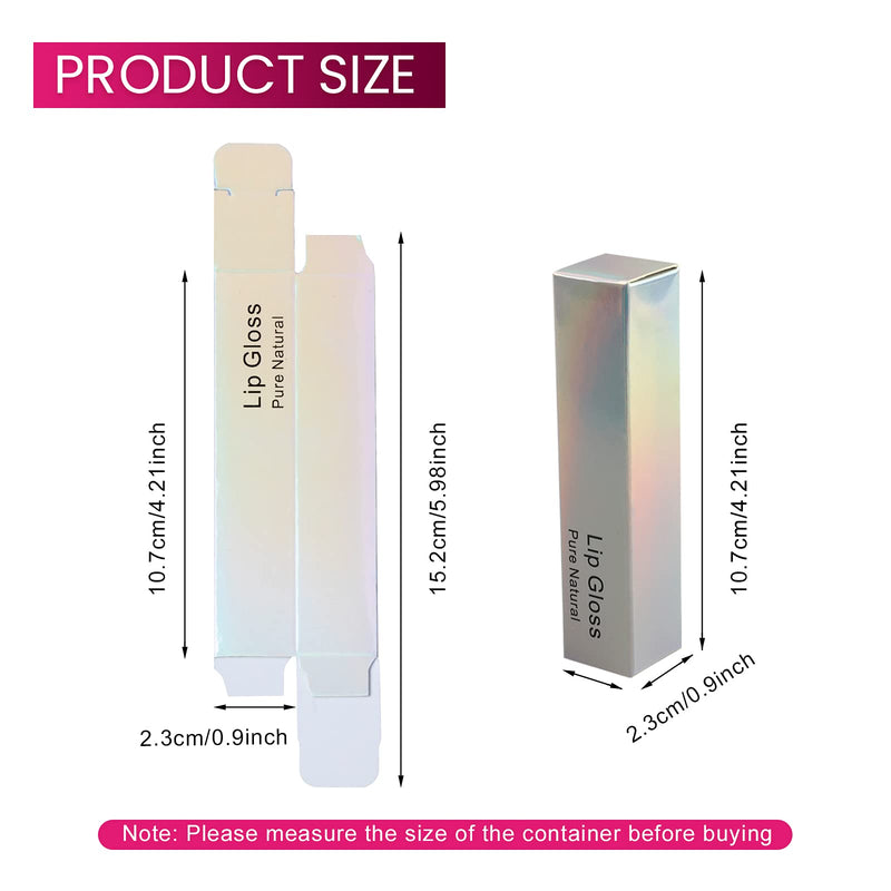 RONRONS 50 Pieces Shiny Lip Gloss Boxes Laser Color Rectangle Lipsticks Wrapping Boxes Paper Perfume Essential Oil Bottle Holder Boxes Holographic DIY Lip Gloss Packaging Gifts - BeesActive Australia