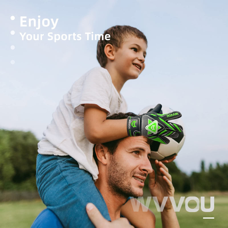 WVVOU Goalkeeper Gloves for Kids Youth, Soccer Goalie Gloves with Double Protection, Anti-Slip Soccer Gloves, Super Grip 6 Green - BeesActive Australia