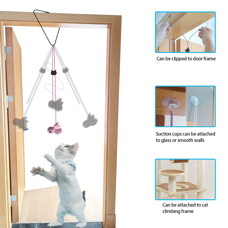 Cat Toys for Indoor Kitten Toys,2PCS Retractable Cat Wand Toys ,10PCS Teaser Refills&1PCS Hanging Door Self-Play Cat Toy,Interactive Feather Toy for Teaser Play and Chase Exercise with Kitten SET A - BeesActive Australia