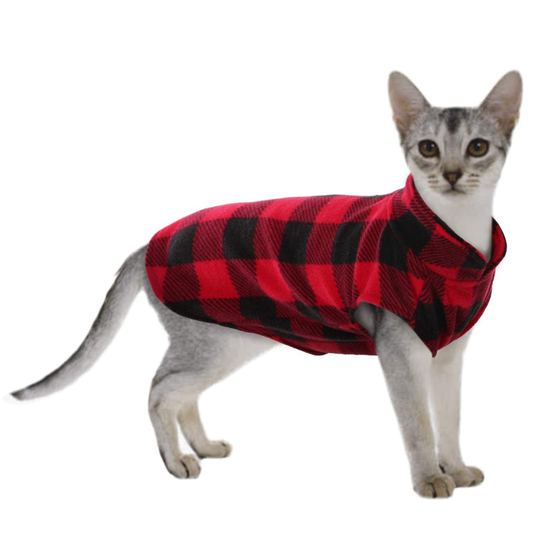 Kuoser Stretch Dog Fleece Vest, Soft Classic Plaid Basic Dog Sweater for Small Dogs & Cats, Warm Dogs Shirt Pullover Dog Coat Jacket Winter Dog Clothes for Teddy Chihuahua Yorkshire with Leash Hole Large (Pack of 1) Red Plaid - BeesActive Australia