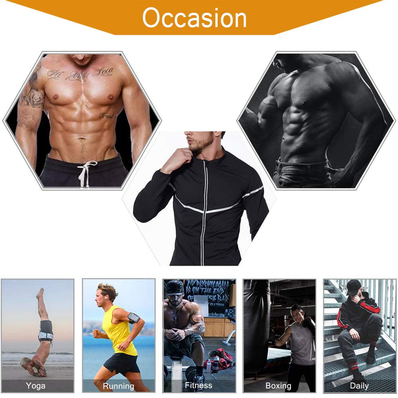 NINGMI Sauna Suit for Men Zipper Gym Sauna Sweat Suits Men Slimming Fitness Long Sleeve Workout Sauna Shirt Black Small - BeesActive Australia