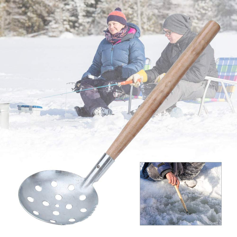 Alomejor 2 Pcs Ice Fishing Scoop Scoop Skimmer Ice Slush Scoop with Wood Handle Winter Outdoor Fishing Shovel Ice Tools,Metal Wood Design - BeesActive Australia