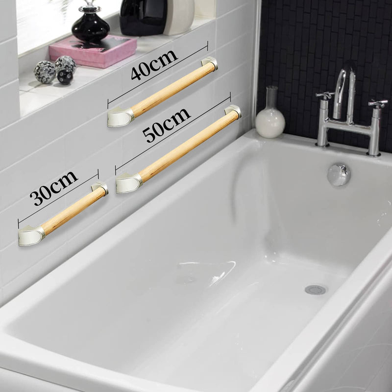 BANGSUN Wooden Grab Bar Bathroom Grab Rails Bath Showers Disabled Elderly (Wood color, 30cm) A Light Gold - BeesActive Australia