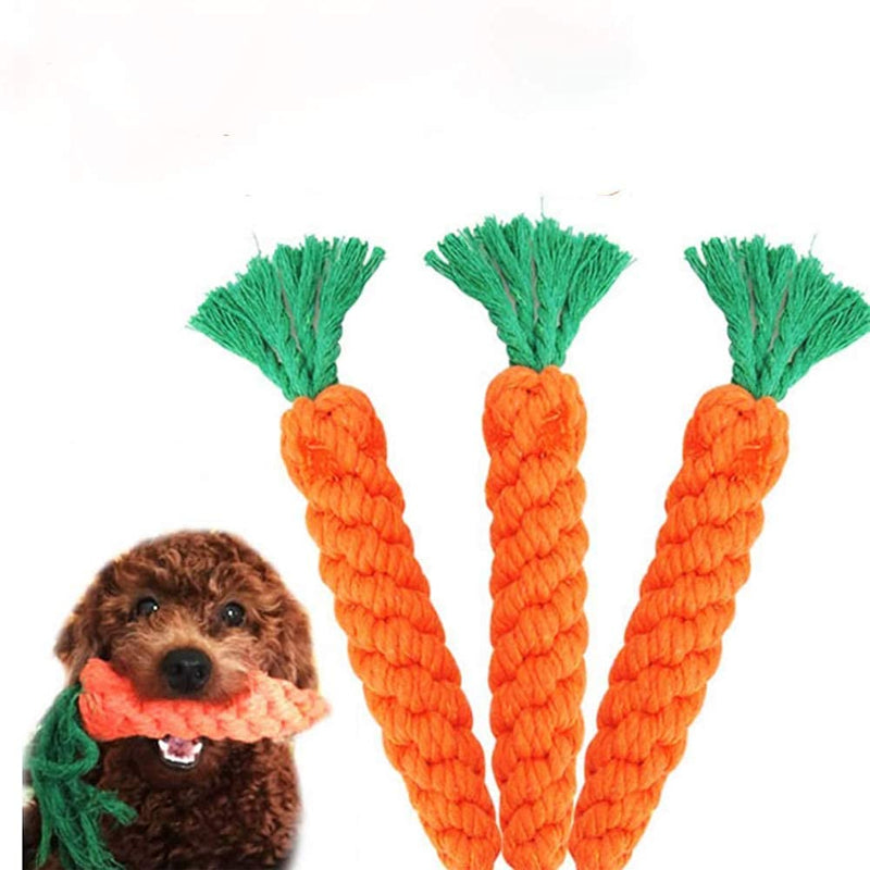 Dog Toys 3 Puppy Teething Chew Toys,Dog Chew Toys Rope Toys,Cat Chew Toys,Safe Braided Rabbit Toys Healthy Gift carrots - BeesActive Australia