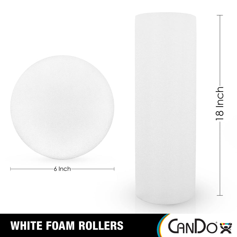 CanDo White PE Foam Rollers for Exercise, Finess, Muscle Restoration, Massage Therapy, Sport Recovery and Physical Therapy for Home, Clinics, Professional Therapy Round 6" x 18" 6" x 18" - BeesActive Australia