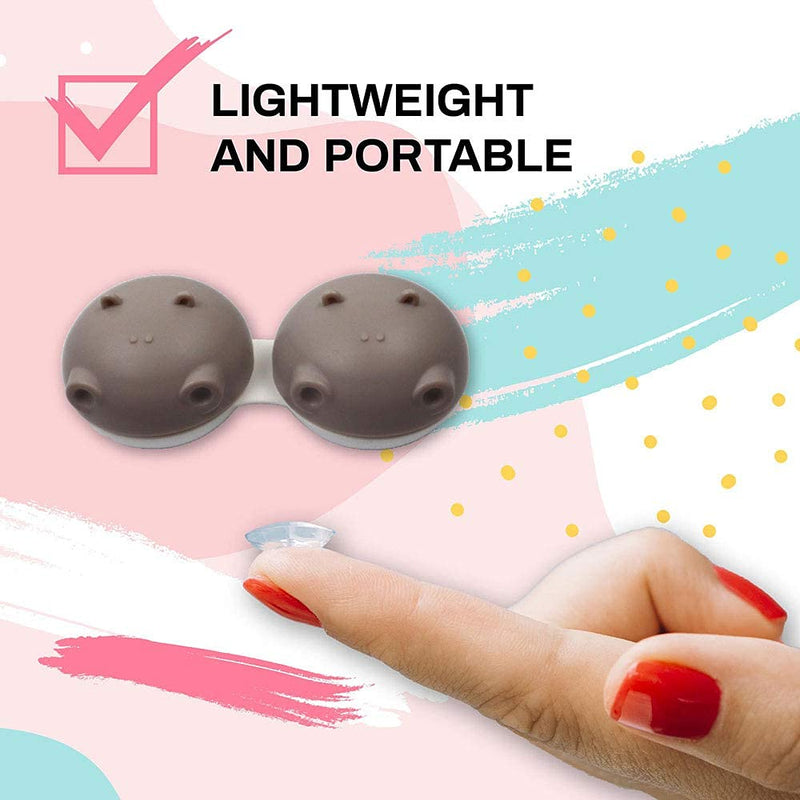 SPORTS WORLD VISION New 1 Pieces Hippo Fun Cute Animal Grey Contact Lens Cases, Lightweight, Portable and Distinctive Design, Cute and Fun Travel Contact Lens Storage/Soaking Case CE Marked - BeesActive Australia