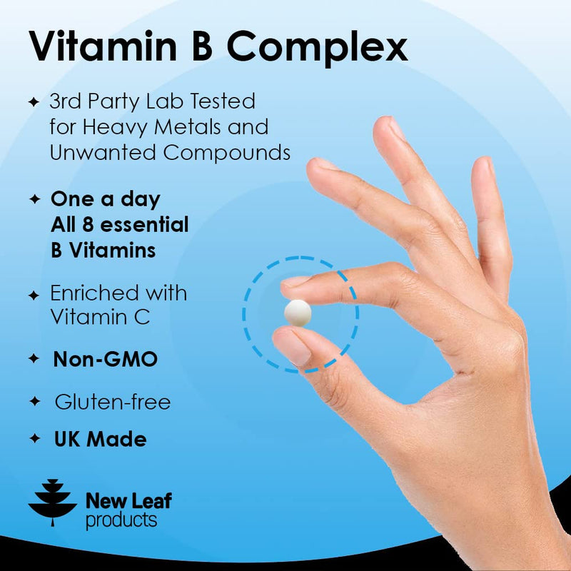 Vitamin B Complex - 365 Small Tablets (One Year Supply) High Strength All 8 B Vitamins B1-B2-B3-B5-B6-B12, Biotin, Folic Acid and Vitamin C - Reduction of Tiredness, Energy & Immune Support - UK Made - BeesActive Australia