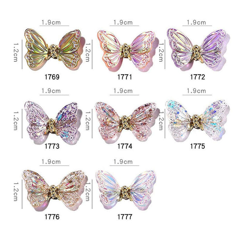 Lookathot 8PCS/Set 3D Nail Art Decals Spring Flying Butterfly Meteorite Do not Fade Metallic Studs Chain Rhinestones Crystal Alloy Manicure DIY Decoration Tools - BeesActive Australia