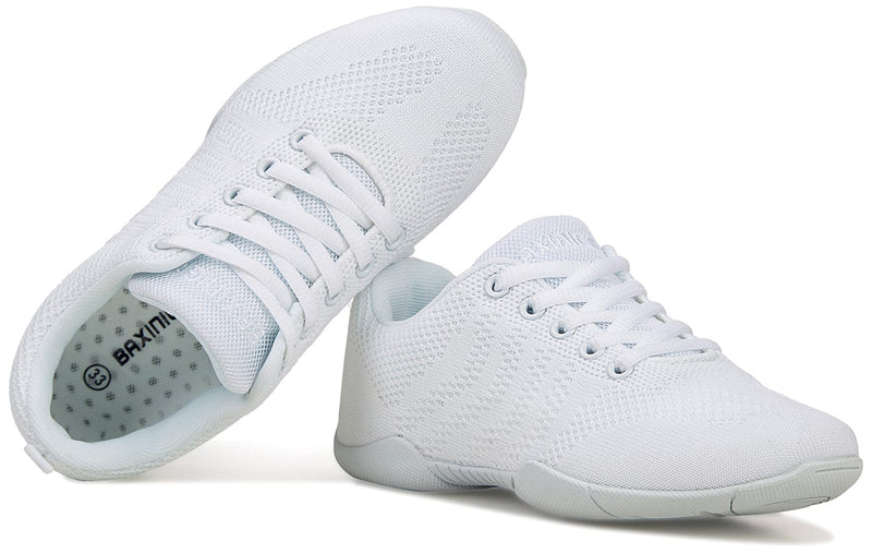 FUQIAO Girls White Cheerleading Shoes Lightweight Competition Sneakers Women Indoor Cheer Dance Shoe 3 Big Kid White 2122 - BeesActive Australia