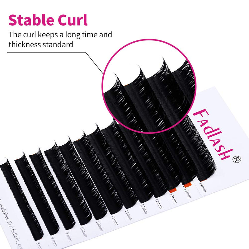 Fadlash Individual Classic Eyelash Extension 0.07mm C Curl 8-14mm Mixed Tray 1:1 Matte Black Professional Classic Individual Lashes MIX(8-14) 0.07-C - BeesActive Australia
