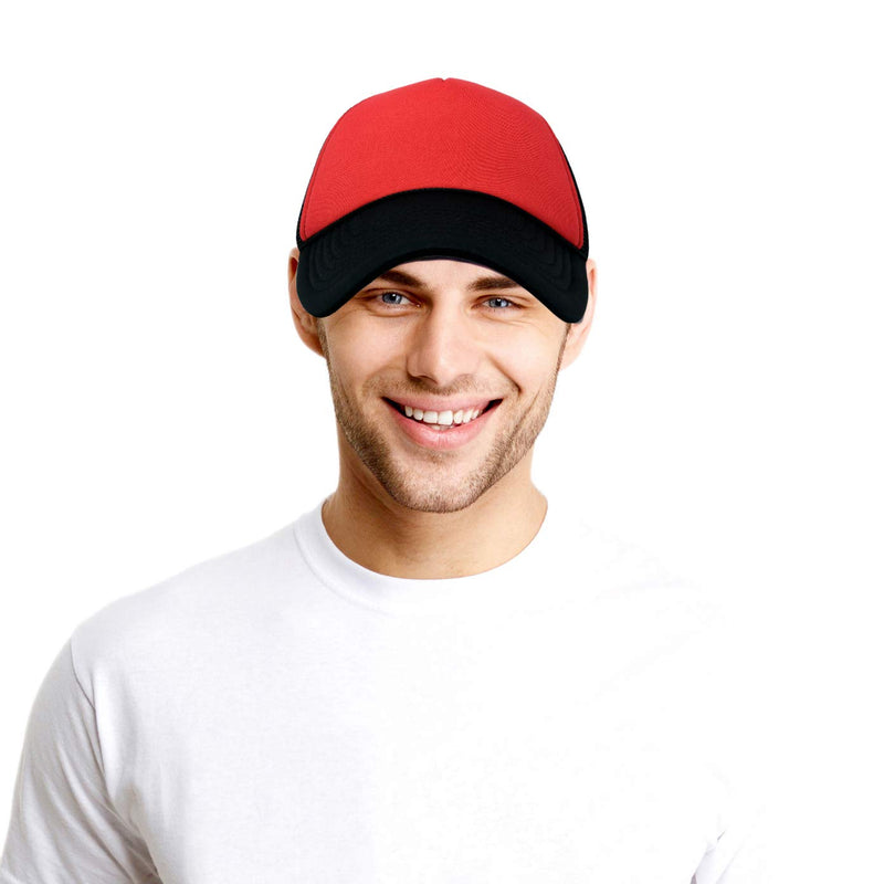 DALIX Two Tone Trucker Hat Summer Mesh Cap with Adjustable Snapback Strap Black-red - BeesActive Australia