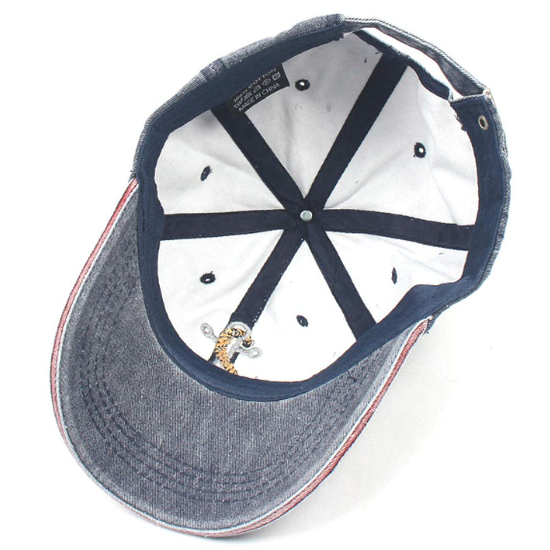 XRDSS Anchor Embroidered Cotton Washed Dad Hat Distressed Retro Baseball Hat Navy - BeesActive Australia